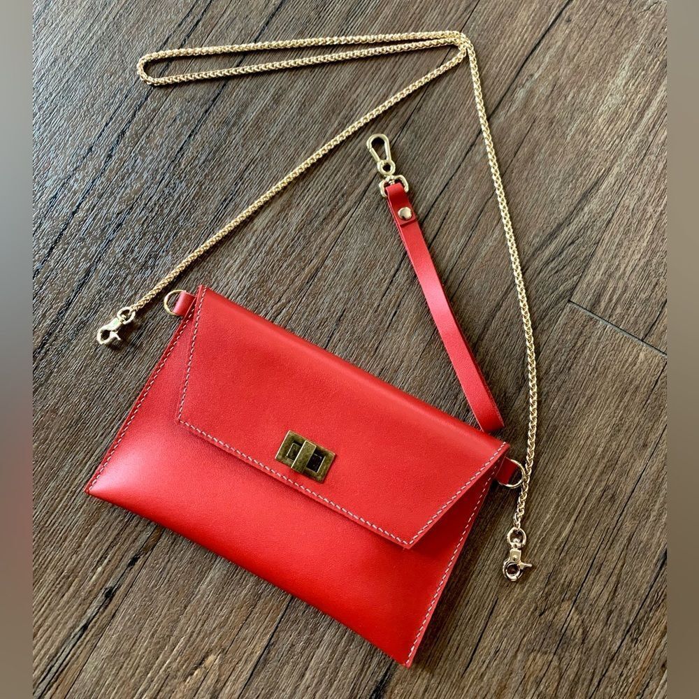 Hand Stitched Genuine Cowhide Leather Clutch/Wristlet/Crossbody & 2 Straps
